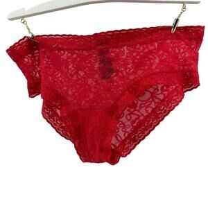 Victoria’s Secret The Lacie Red Pink Lace  Nylon Panties Large